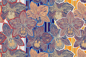 Orchid Floral Retro Botanical Flower