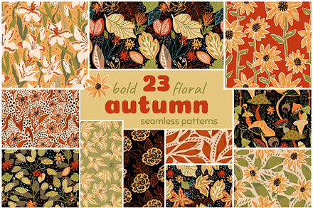 Bright floral autumn pattern Vector