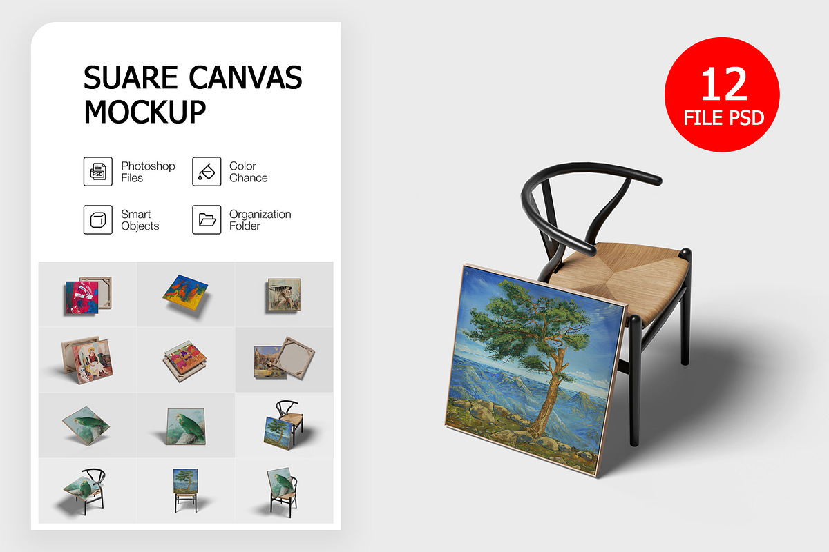 Bundles - Square Canvas Mockup, an Advertising Mockup by Graphic Deal (Photo 1 of 13)