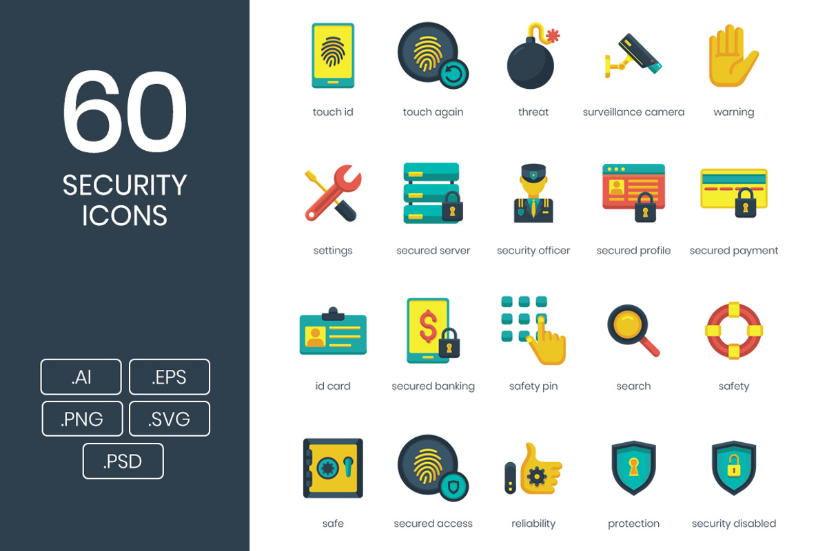 60 Security Icons, an Icon by Flat Icons