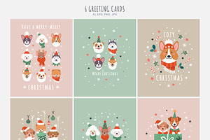 Christmas Dogs Vector Collection