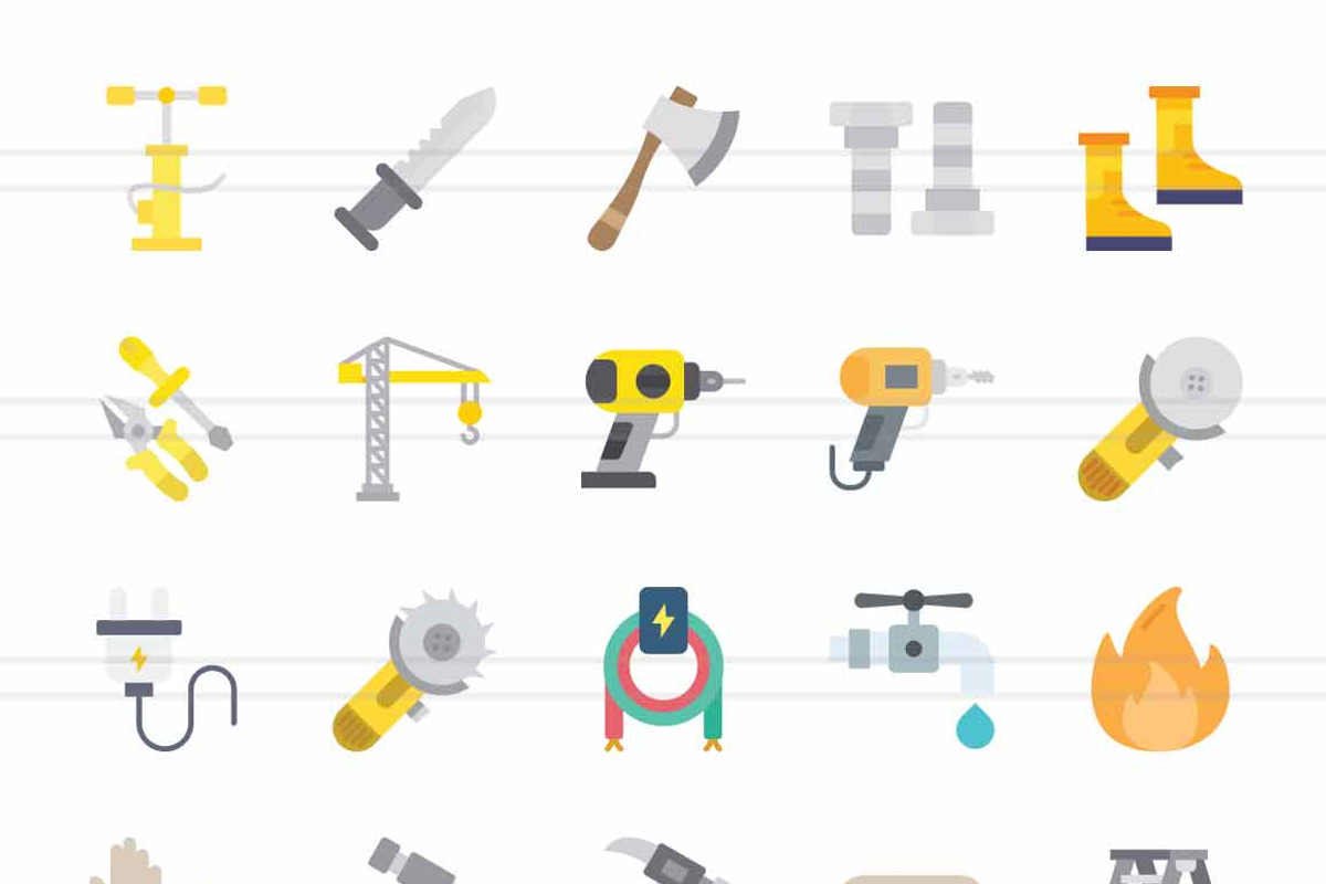 50 Tools Flat Multicolor Icons, an Icon by IconBunny (Photo 2 of 2)