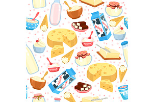 Milk products seamless pattern, a Food Illustration by Vectorbuum