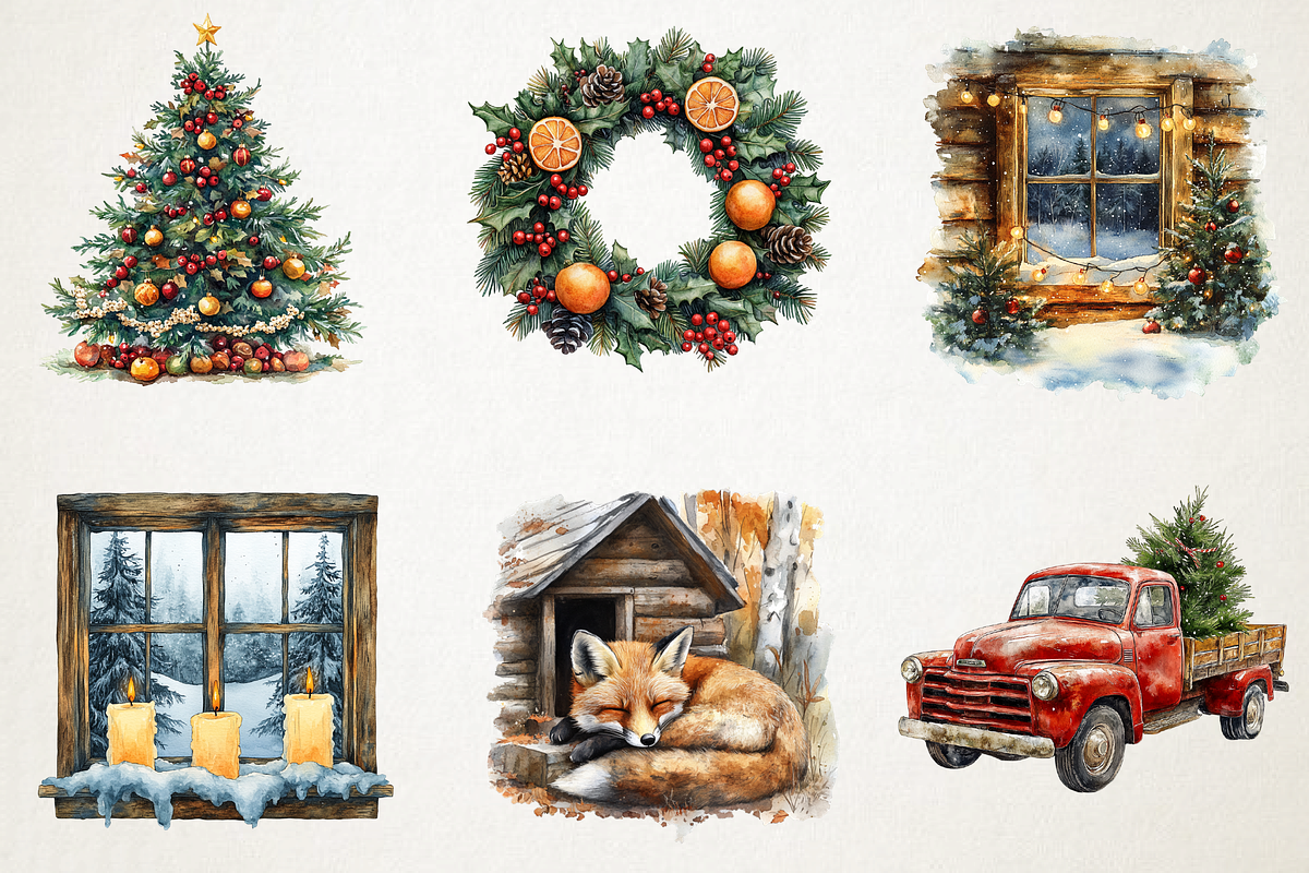 Cozy Cabin Christmas Winter Holiday, an Illustration by RobertsArt (Photo 6 of 7)