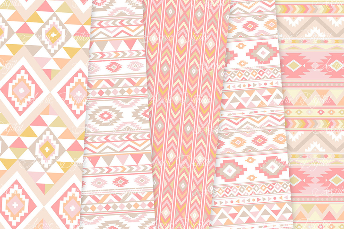 Blush Aztec Digital Paper, a Texture Graphic by Avenie Digital (Photo 4 of 4)