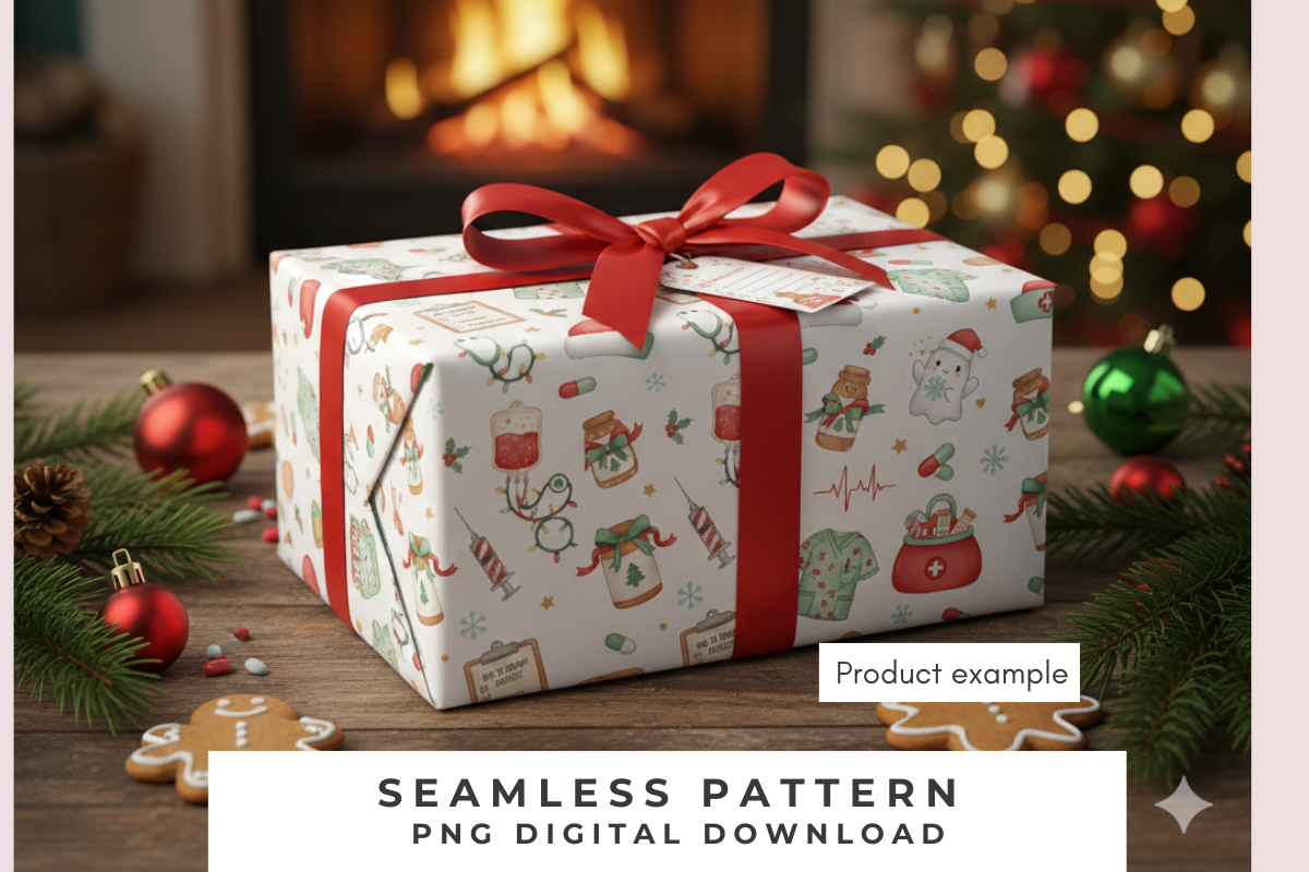 Christmas Nurse Seamless Pattern, a Decorative Illustration by Anca Digital Vibe (Photo 5 of 7)
