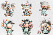 Whimsical Birthday Animal Clipart, a Seasonal Illustration by Rose Art (Thumbnail 4 of 6)