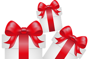 Three White Gift Boxes with Red Ribb, a Decorative Illustration by JYa_Design