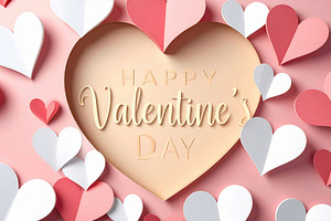 Happy Valentine’s Day Paper Hearts, a Holiday Photo by Davizro's Market