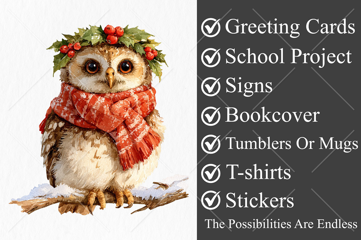 Whimsical Christmas Animals Clipart, a Seasonal Illustration by Canvas Craft (Photo 3 of 10)