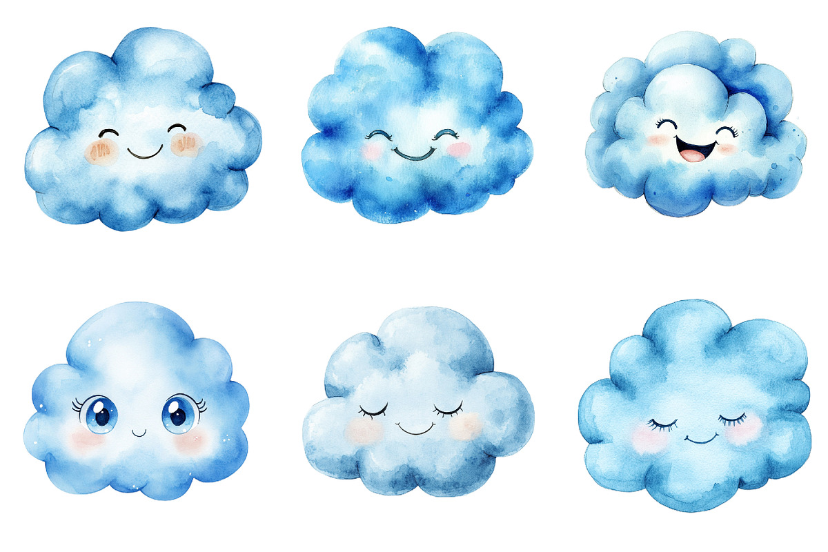 Blue Emoticon Cloud, an Illustration by Design Market (Photo 4 of 4)