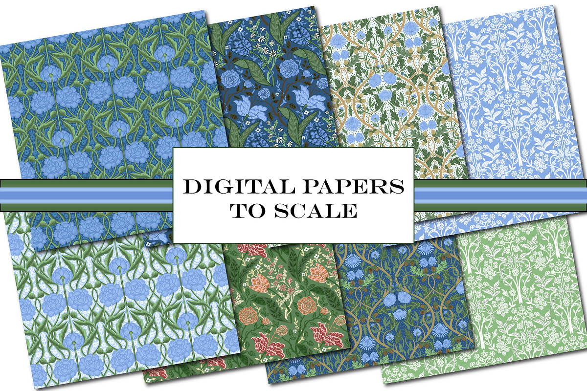 William Morris Blue & Green Patterns, a Pattern Graphic by RachelStudio (Photo 7 of 10)
