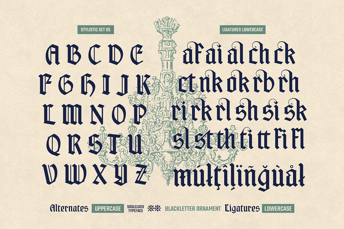 Soul Clock Typeface, a Blackletter Font by alit design (Photo 15 of 20)