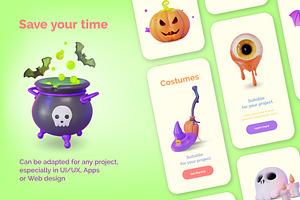 Spooky 3D Halloween Illustration Set