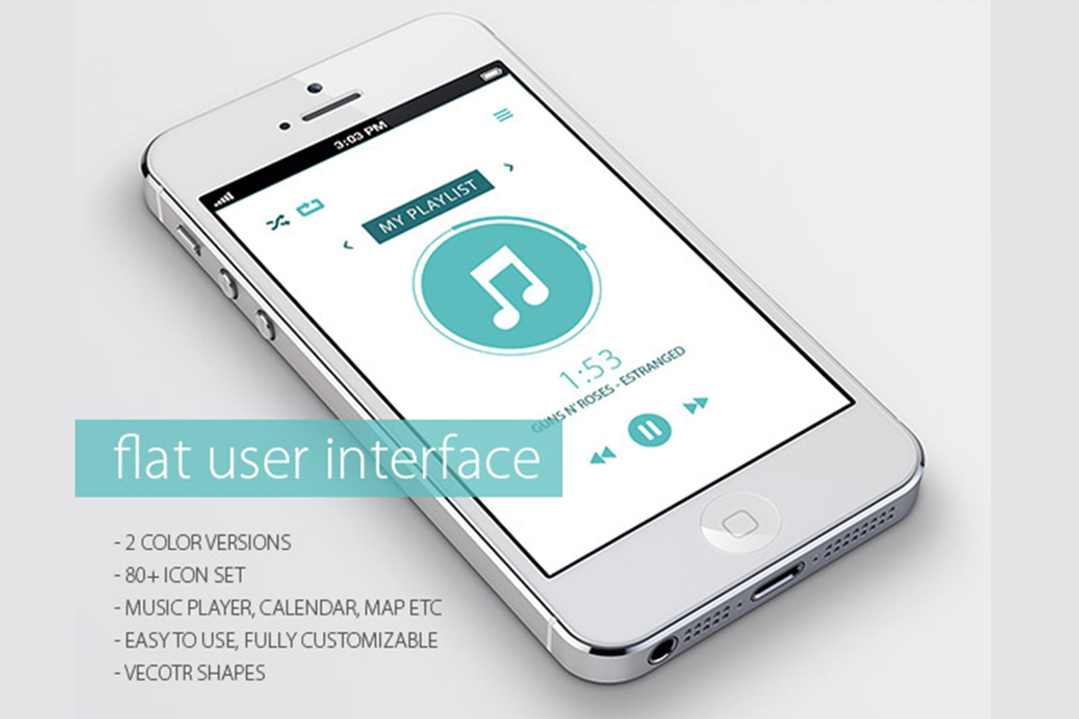Flat User Interface | UI UX, an iPhone Mockup by pixart_pm (Photo 1 of 5)