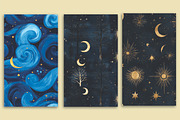 Starry Night with Moons Pattern, a Pattern Graphic by Artful Prints (Thumbnail 3 of 3)