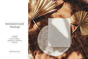 Boho 5x7 Invitation card mockup PSD