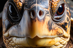 Sea turtle portrait with detailed shell patterns and big eyes, an Animal Photo by GoodGoods
