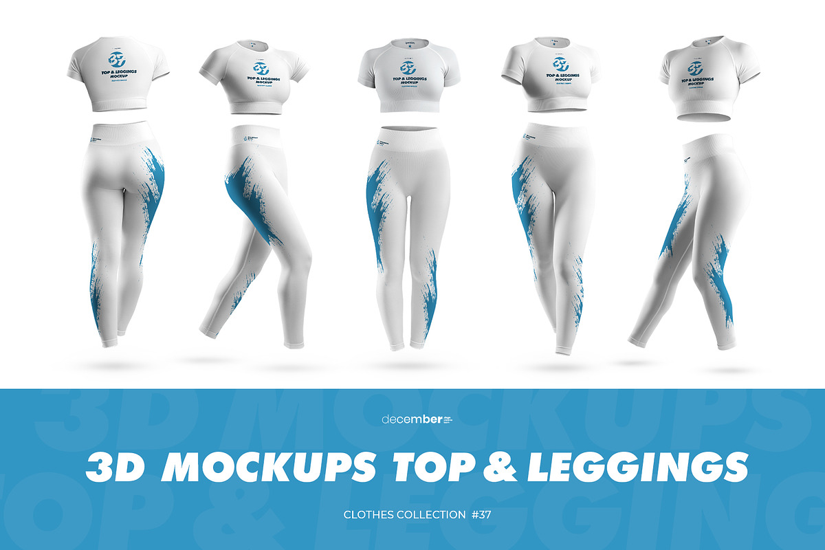 5 3D Sports Leggings and Top Mockups, a Shirt Mockup by Grow Design Craft Studio (Photo 1 of 7)