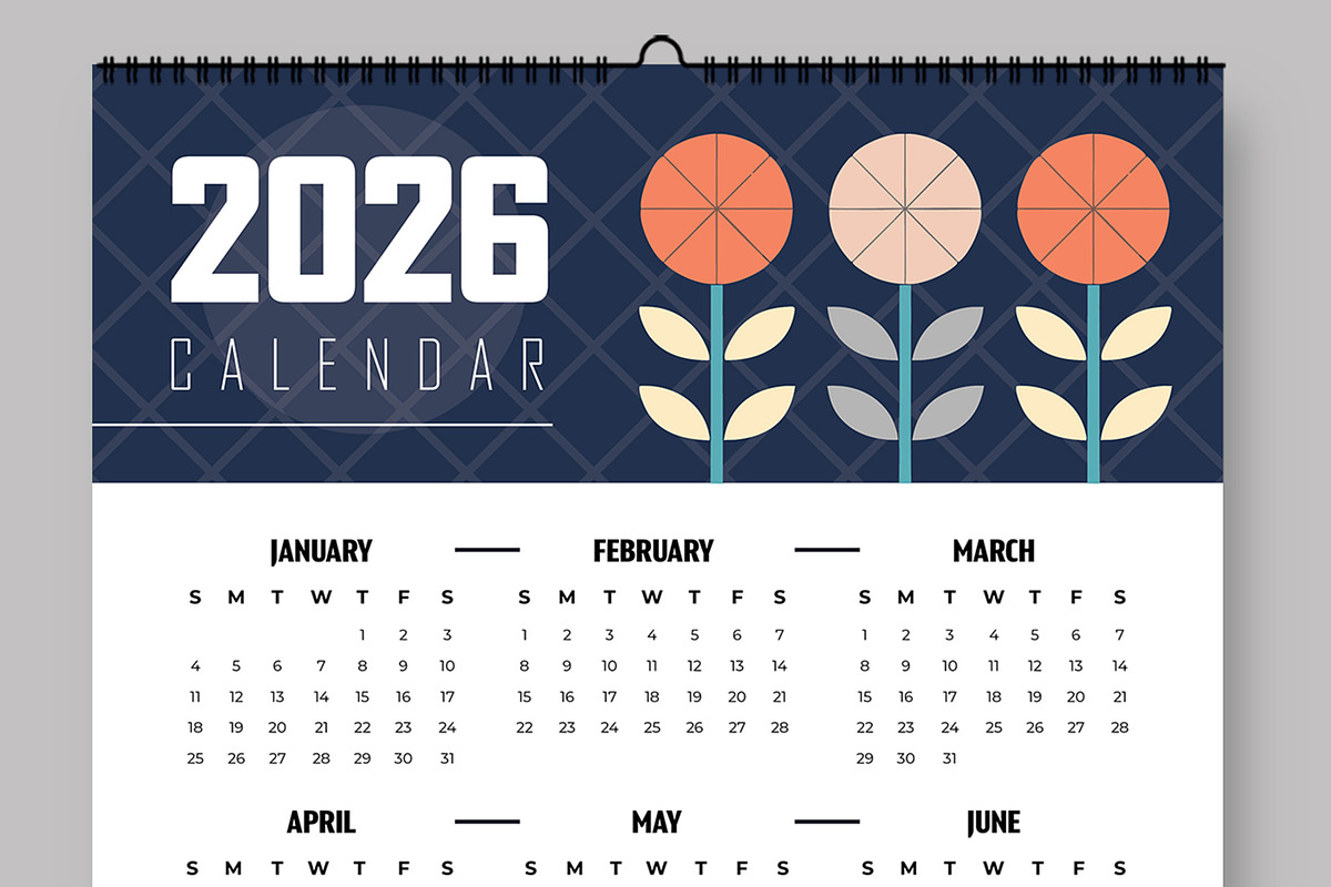 Minimal Floral 2026 Wall Calendar, a Stationery Template by ContestDesign (Photo 2 of 3)