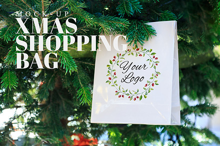 Christmas Shopping Bag Mockup