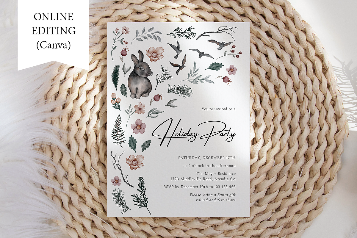 Christmas Holiday Invitation Rabbit