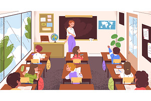 Classroom back view. Teacher at, an Object Illustration by Stock-Smart-Start