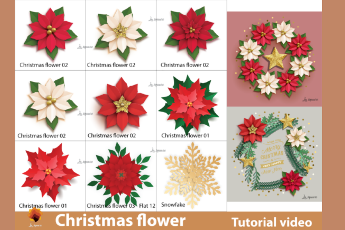 Christmas Paper Flowers Templates, a Templates & Theme by shopcosm (Photo 1 of 3)