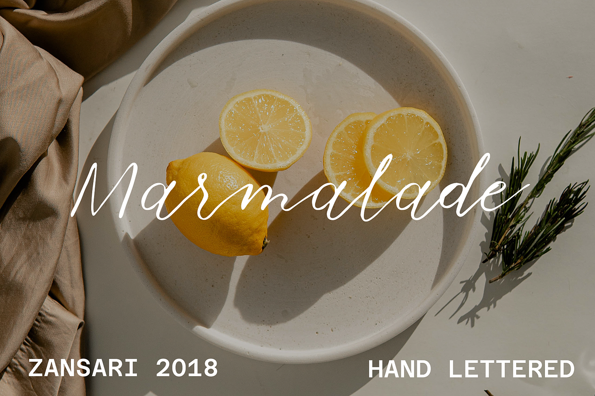 Marmalade calligraphy font, a Script Font by zansari foundry (Photo 1 of 2)