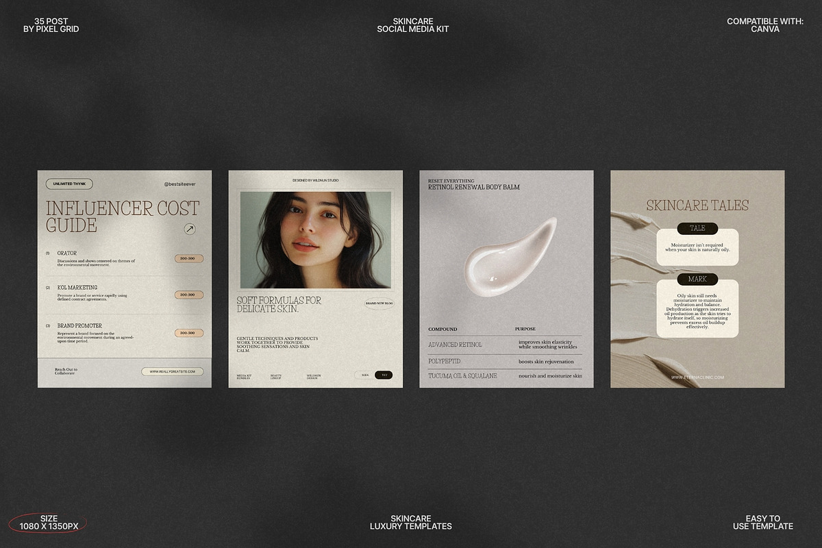 Aesthetic Skincare Canva Post Kit preview 5