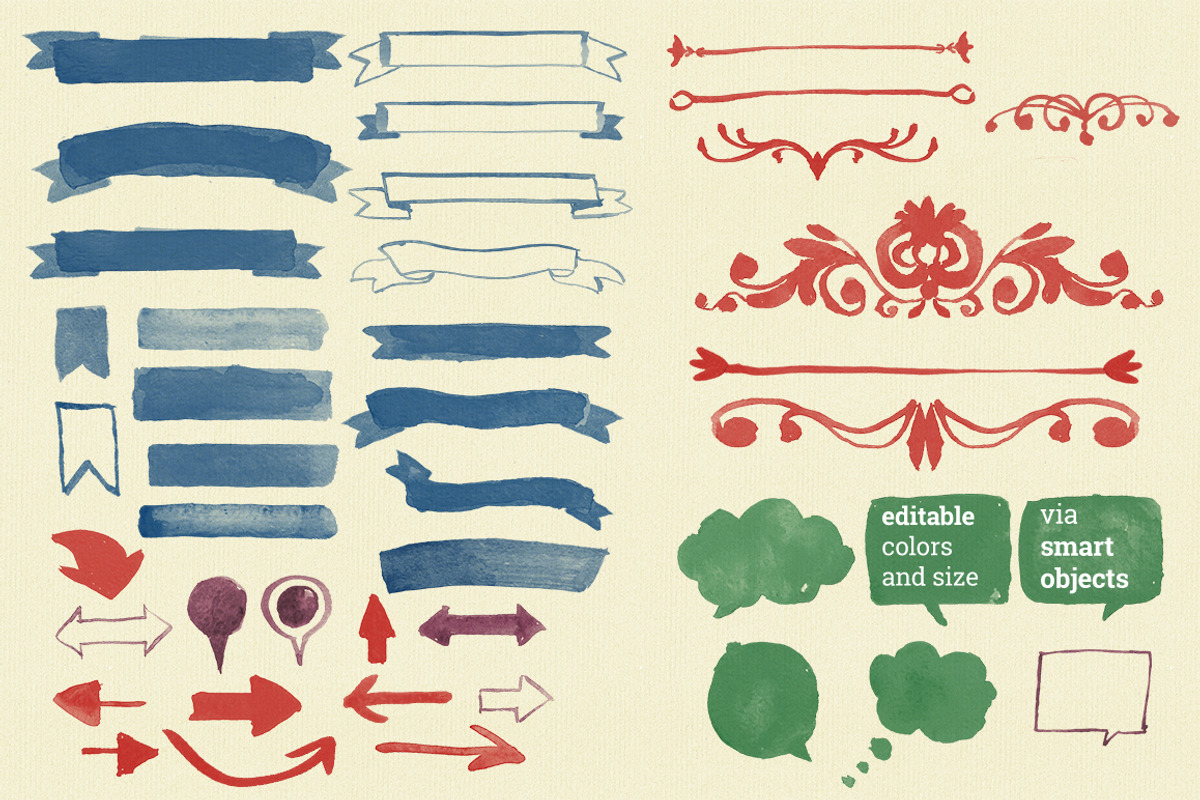 Watercolor Design Elements preview 2