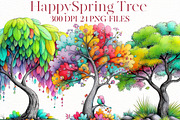 watercolor happy spring tree clipar, an Illustration by Designworld (Thumbnail 1 of 8)