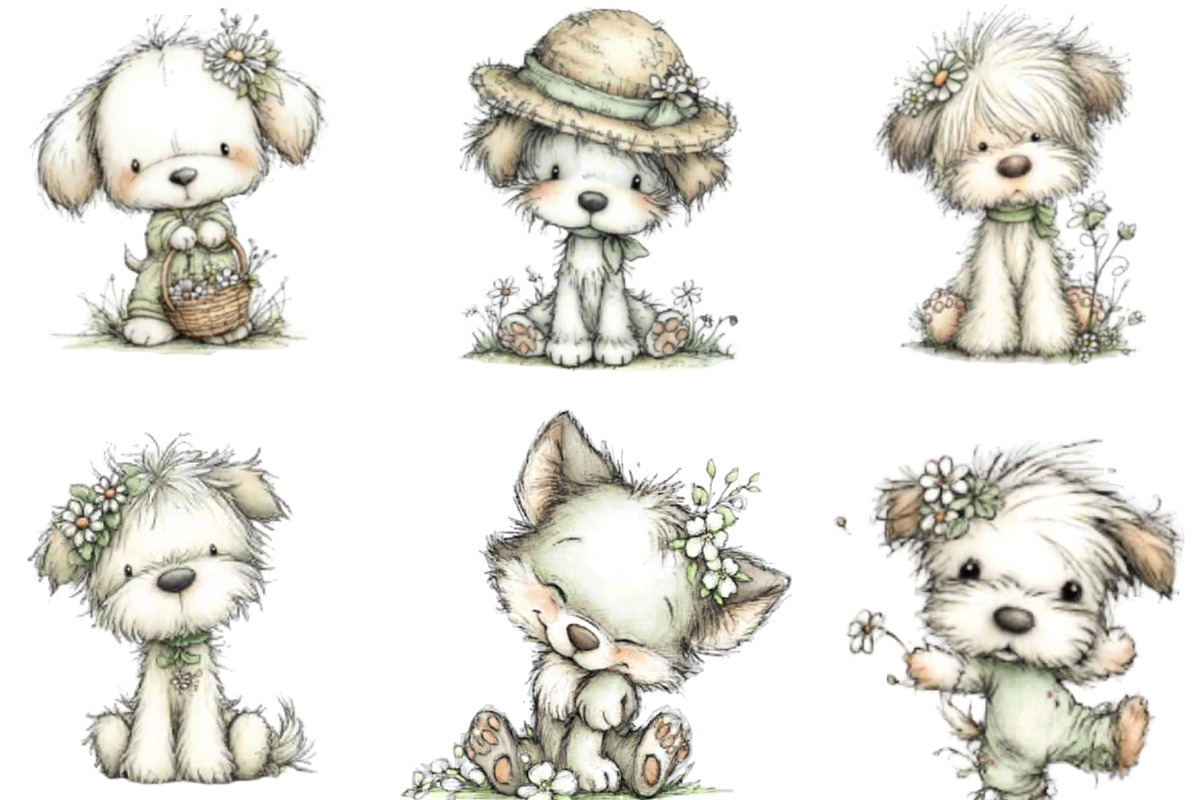 Whimsical Spring Dogs Clipart, an Illustration by Designking (Photo 5 of 5)