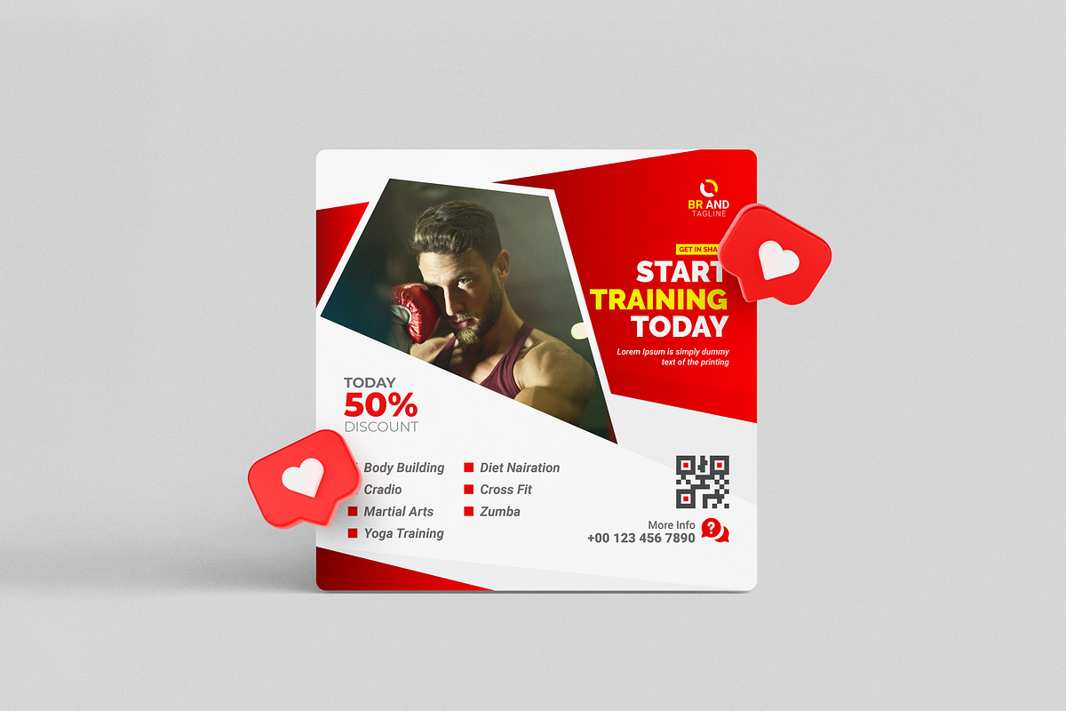 Fitness Social Media Instagram Post, a Social Media Template by VectStock (Photo 1 of 3)