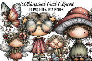 Whimsical Girl Clipart, an Illustration by DreamArtGraphic
