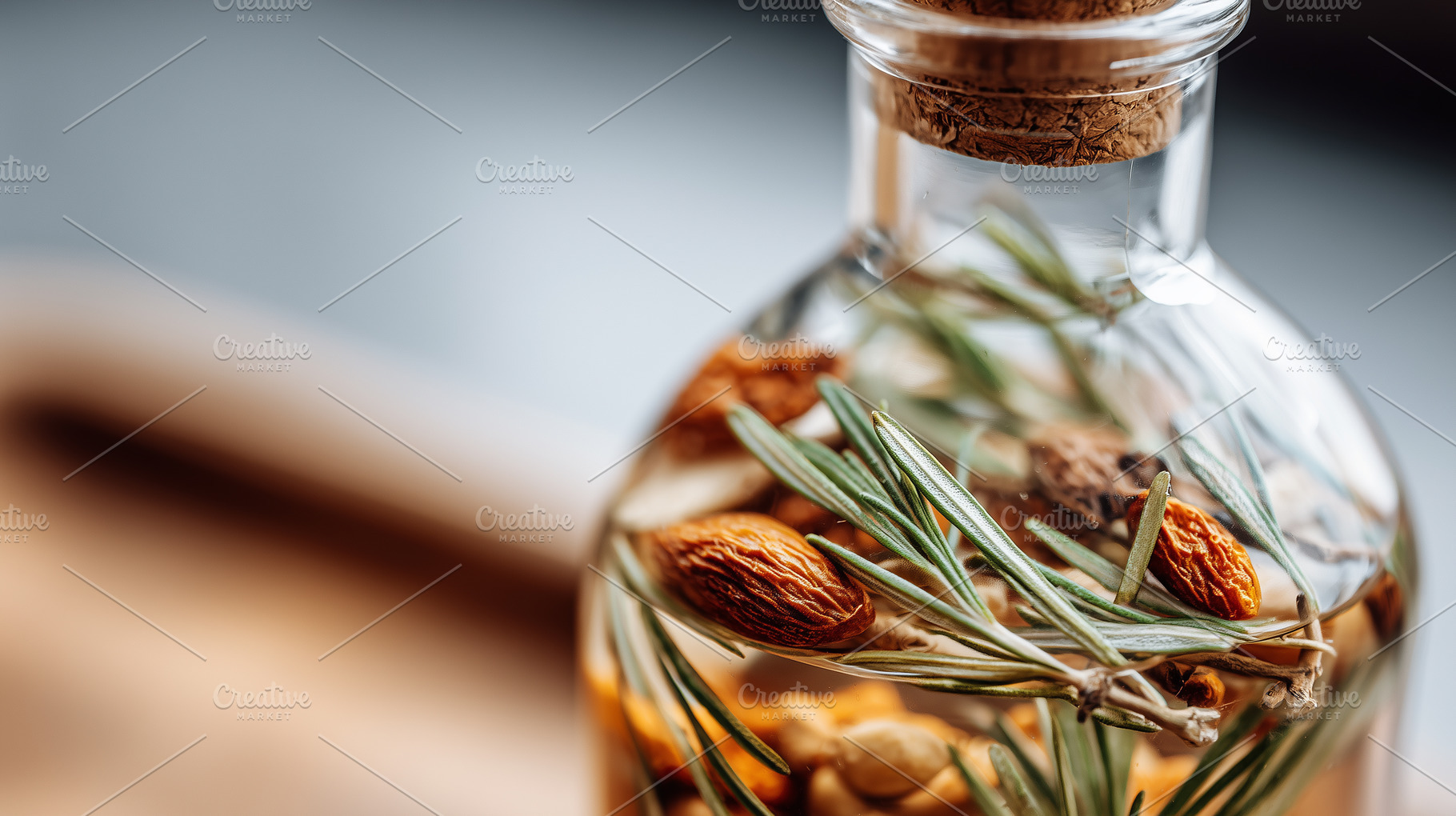 Close up of a glass bottle filled, a Food & Drink Photo by MistyDay