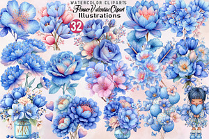 Whimsical Flower Valentine Clipart B, an Illustration by SVGArt