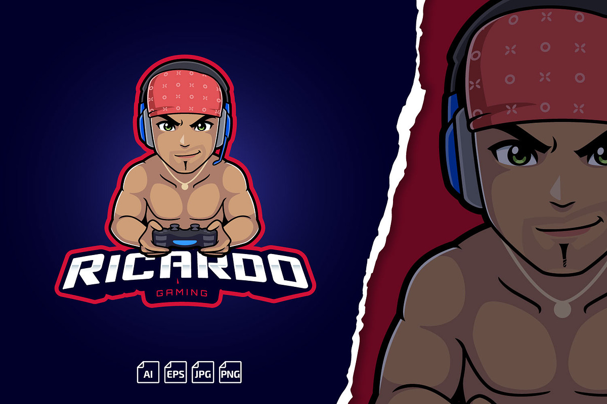 Strong Muscular Gamer Logo Esport, a Branding & Logo Template by tkzgraphic