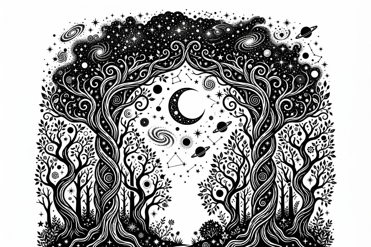 50 Mystical Galaxy Forest Silhouette, a Technology Illustration by Amazin_art (Photo 31 of 33)