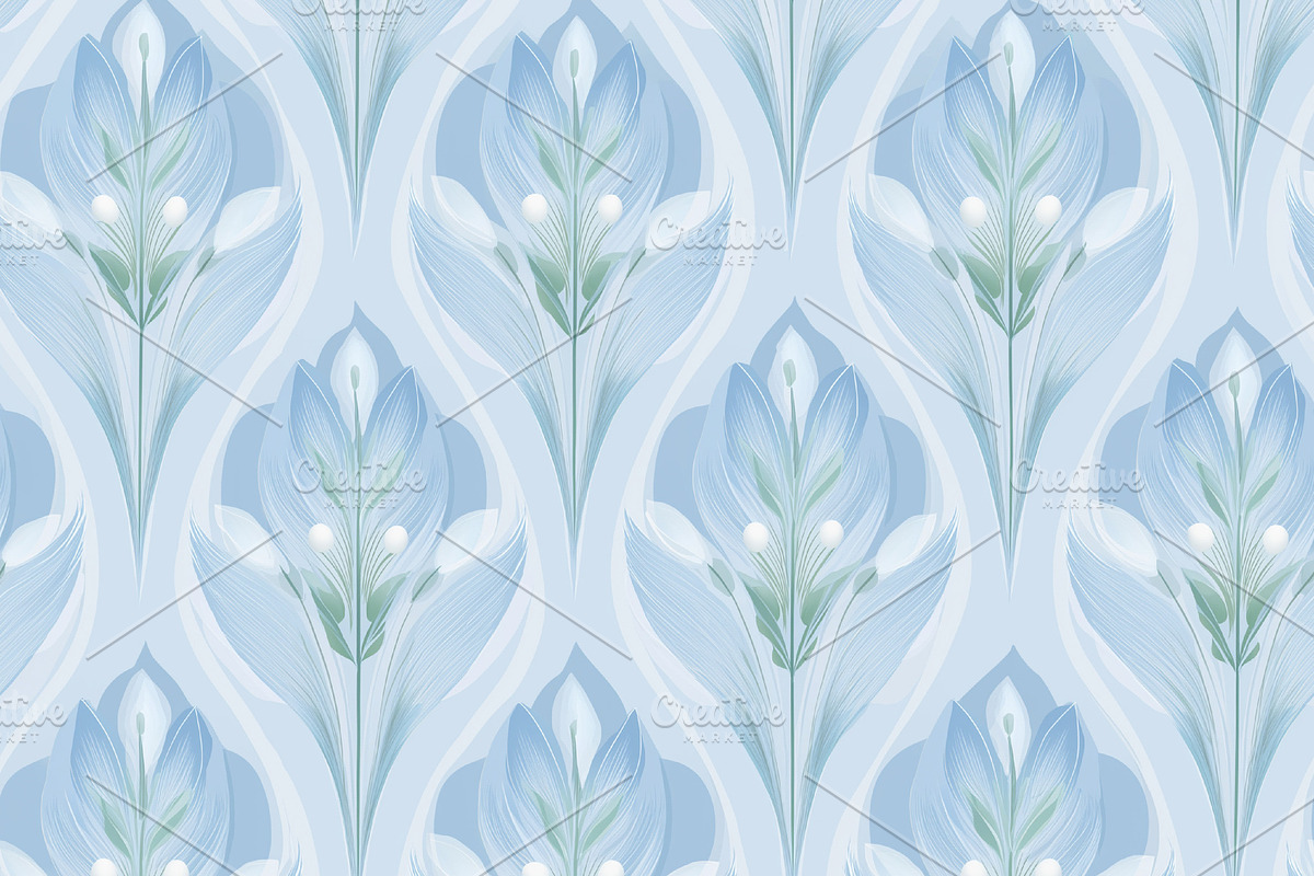Seamless pattern blue floral pattern creating a seamless art nou, a Pattern Graphic by Studio ANNA