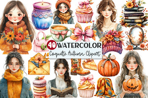 Cute Coquette Autumn Clipart, an Illustration by Rose Art