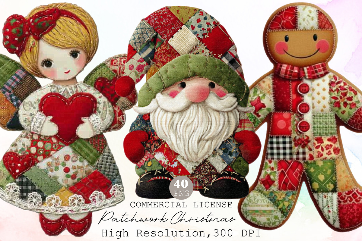 Patchwork Christmas Clipart PNG Bund, an Illustration by Sublimation Artist (Photo 1 of 6)