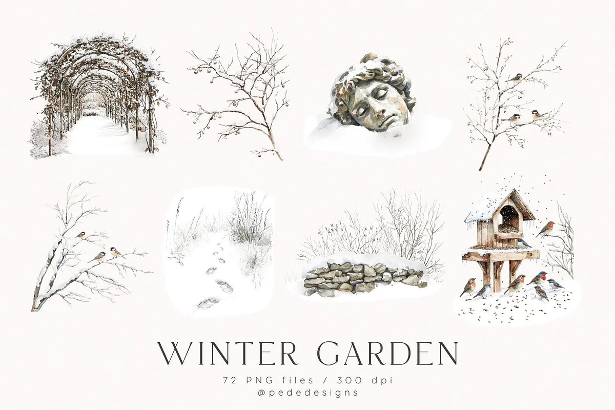Winter Garden, a Seasonal Illustration by PeDe Designs