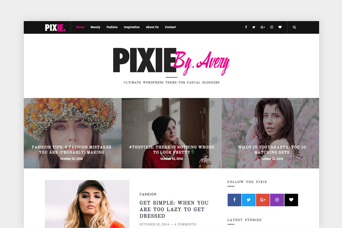 Pixie - WordPress Blog Theme, a WordPress Template by ThemeDsgn (Photo 1 of 2)
