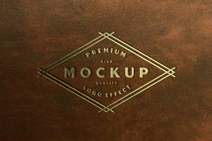 Luxe Gold Logo Mockup Brown Leather