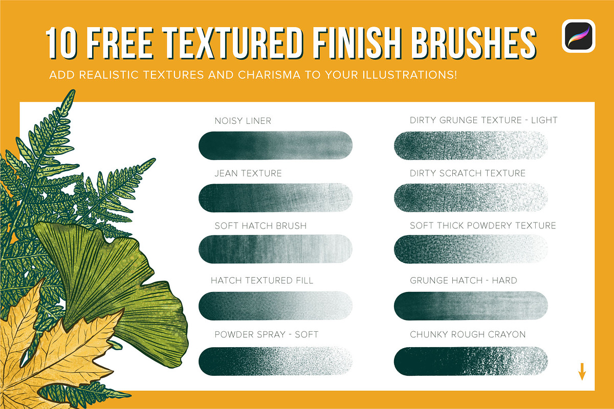 12 Leaf Procreate Stamp Brushes, a Brush Add-On by Riveros Illustration (Photo 5 of 11)