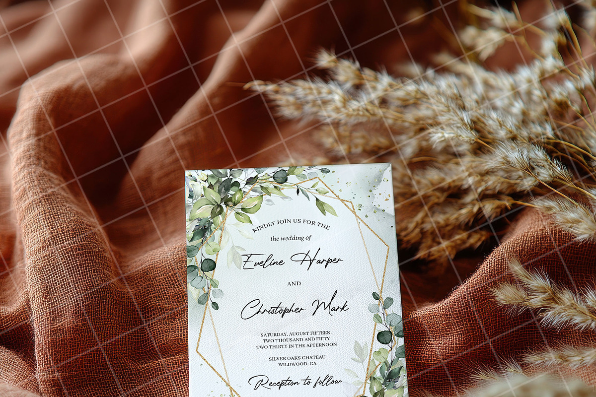 Boho 5x7 Invitation card mockup PSD, an Advertising Mockup by Blush Roses Print (Photo 7 of 8)