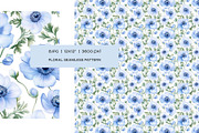 Watercolor blue flowers pattern set, a Pattern Graphic by Art and Funny (Thumbnail 6 of 11)