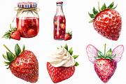 Watercolor Sweet Strawberry Clipart, an Illustration by Craft Nest (Thumbnail 5 of 6)