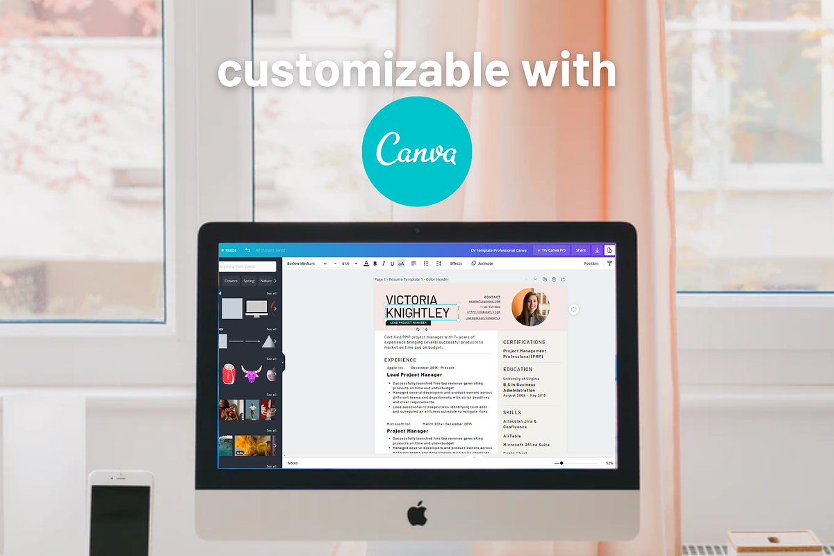 Resume CV Template for Word & Canva, a Resume Template by Minva Themes (Photo 4 of 4)